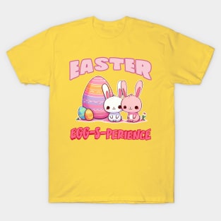 Easter Egg-s-perience: Whimsical Bunnies in Pink and White T-Shirt